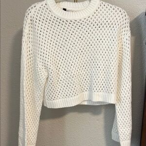 White Knit Cropped Sweater